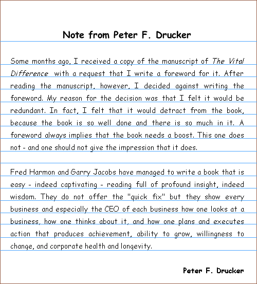 Note from Peter F. Drucker